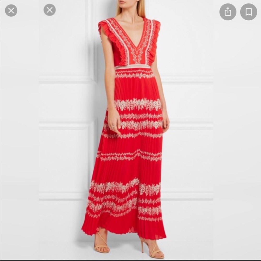 Self Portrait Flower Spell Red Maxi Dress US 6
